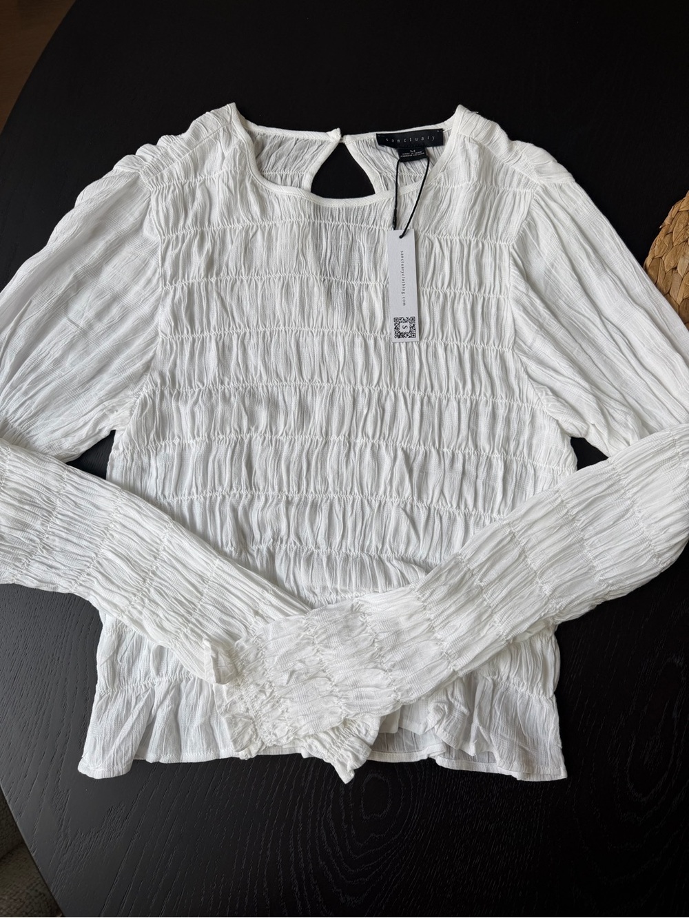 NWT Sanctuary Ruched White Blouse - Picture 2 of 4